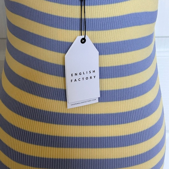 NWT ENGLISH FACTORY Knitted 2-Piece Set Cardigan & Dress Yellow & Blue Striped L - Picture 7 of 7